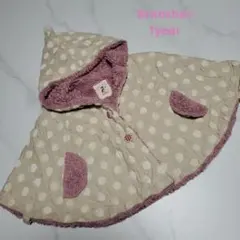 Branshesリバーシブルフード付きケープ ベージュ　ドット柄