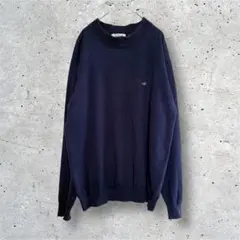 クロコダイル　カシミアミックス　コットン　ニット　セーター　ネイビー　Lのサムネイル
