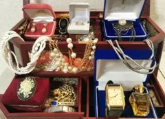 遺品整理 大量アクセサリー 刻印 指輪 ネックレス SEIKO腕時計 未検品
