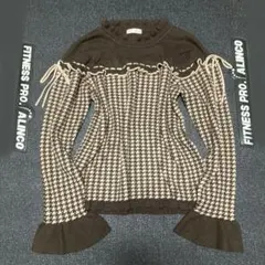 フリルリボンニット　千鳥格子　フェアリーグランジ　森ガール　姫ロリ　姫ギャル