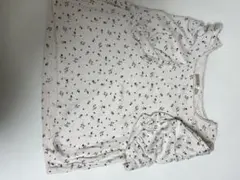 リブカットソー 花柄 スクエアネック パフスリーブ