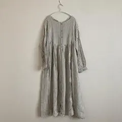 Samansa Mos2 前後着２ＷＡＹ綿麻ストライプワンピース