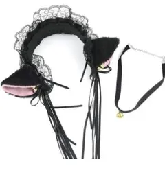 最終値下げ‼️猫耳 ネコ耳 フリルカチューシャ コスプレ 用 黒 ブラック