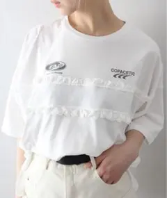 SpRay スプレイ ロゴ刺繍レース Ｔシャツ オフホワイト