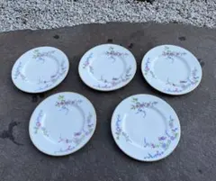 深川製磁　ケーキ皿　5枚セット　手書　絵付　金彩　16cm アンティーク　廃盤②