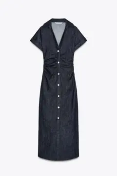 ZARA Lサイズ フィットミディシャツワンピース ザラ デニム シャツ