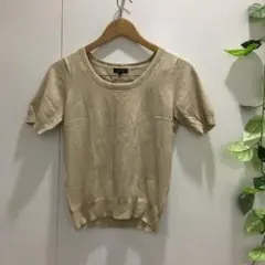 INDIVI インディヴィ 半袖 ニット トップス M ベージュ ストレッチ