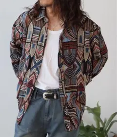 ALL RUNS 柄シャツ 総柄 カジュアル エキゾチック