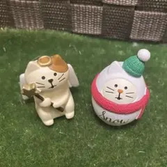 デコレ コンコンブル 猫 置物 2点セット
