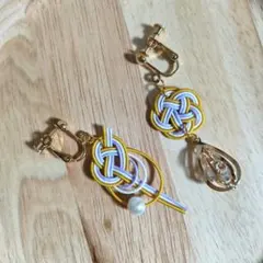 水引イヤリング　梅結び×淡路結び
