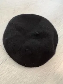 ウール100% ブラック ベレー帽 フリーサイズ