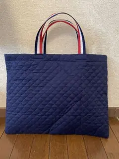 ネイビー×ストライプ　トリコロール手提げ　レッスンバック　オーダー承ります
