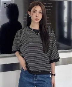 Dazy ストライプ ラグランスリーブ Tシャツ