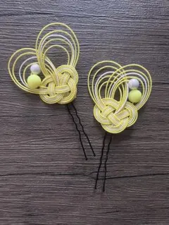 イエロー系水引髪飾り！753に