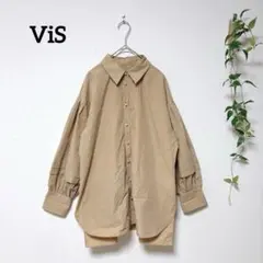 ViS ビス パールボタン ボリュームスリーブ ブラウス ベージュ Fのサムネイル