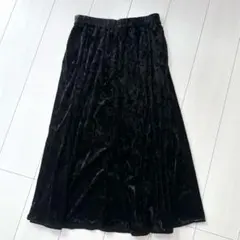 ジーユー ロングスカート ベロア 【XL】 大きいサイズ ウエストゴム 黒