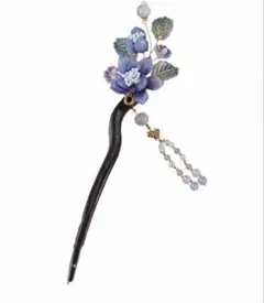 紫の花のかんざし 髪飾り