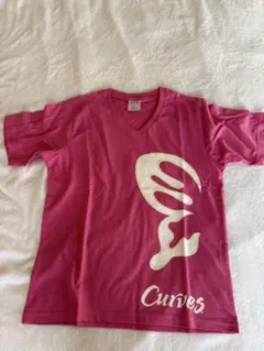 Curves Vネック Tシャツ ピンク ラメ入りSAサイズのサムネイル