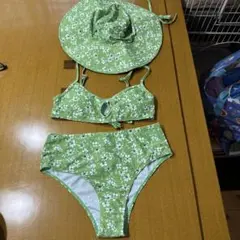 グリーン花柄ビキニと帽子セットのサムネイル