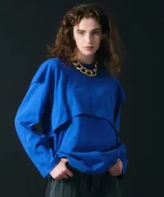 メゾンスペシャル　レイヤードビッグロングTEE ブルーのサムネイル