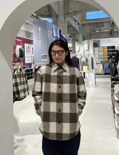 オーバーシャツジャケット　ユニクロ　チェック柄シャツジャケット