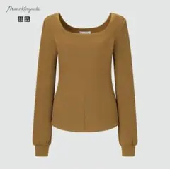 マメクロゴウチ ユニクロ ヒートテックウールブレンドワッフルスクエアネックT