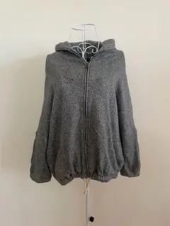 グレー フリース風 フード付きパーカーサイズ1 LからL L