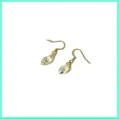 ハンドメイドピアス　スワロフスキー　クリスタルオーロラ　シズク　1粒　シンプル