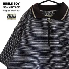 90sビューグルボーイBUGLE BOYハーフジップボーダーTシャツUSA製レア