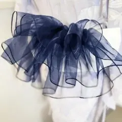 ⚫️紺色⚫️浴衣甚平着物　オーガンジー兵児帯の作り帯　成人式振袖　卒業式袴　七五三のサムネイル