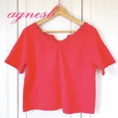 早い物勝ち 美品 涼感アニエスベーagnesb コットンレース半袖ピンクTシャツのサムネイル