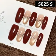 【セール】現品ネイルチップ　ミディアムオーバル　赤系バイカラーマグネットワンホン