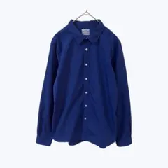 T349【コーエン】シャツ　長袖　ブルー　Ｌ　コットン　派手　ワンポイント刺繍