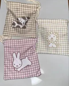 ブルーナアニマル 巾着 ミッフィー F賞 タイトーくじ うさぎ いぬ らいおん