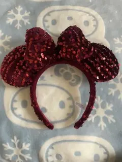 ディズニー ミニー カチューシャ スパンコール 赤