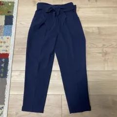 vis ネイビー ウエストリボン スラックス