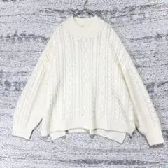 アースミュージックアンドエコロジー ケーブルニット ハイネック オーバーサイズ