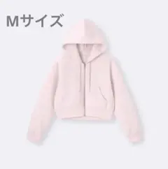 GU パフスウェットフルジップパーカ ピンク クロップドパーカー M