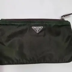＆*様 PRADA ダークグリーン ナイロンポーチ