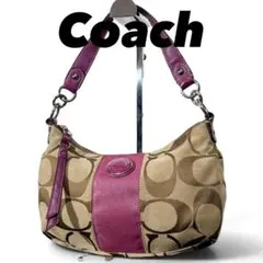 COACH コーチ シグネチャー ワンショルダーバッグ キャンバス パープルのサムネイル