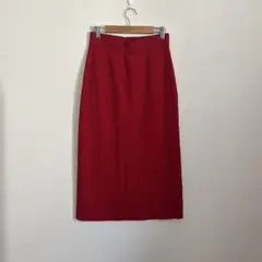GU リブ編み レッド ロングスカート