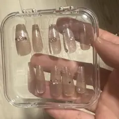クリアベージュ ストーン付き ネイルチップ 10個セット