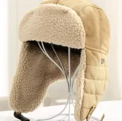 フライトキャップ 耳あて付き　ベージュ　パイロットハット