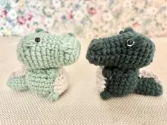 動物 ワニカップルあみぐるみ（2体）ハンドメイド