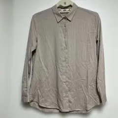UNIQLO 長袖シャツ M ベージュ ストライプ