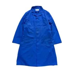 7AS1 ロングコート　タイトジャケット　ブルー　個性的　古着used