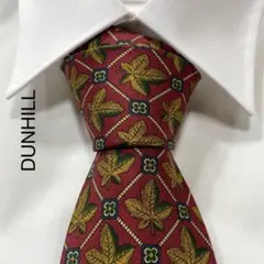 TG3576 DUNHILL ボタニカル チェック シルク ネクタイ イタリア製