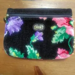 FEILER フラワー柄 ポーチ ブラック