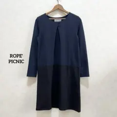 ROPE' PICNIC ワンピース タック バイカラー 38 ネイビーブラック
