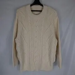 a859 ABYTS/佐藤健 クルーネックケーブルニット 完売品 希少